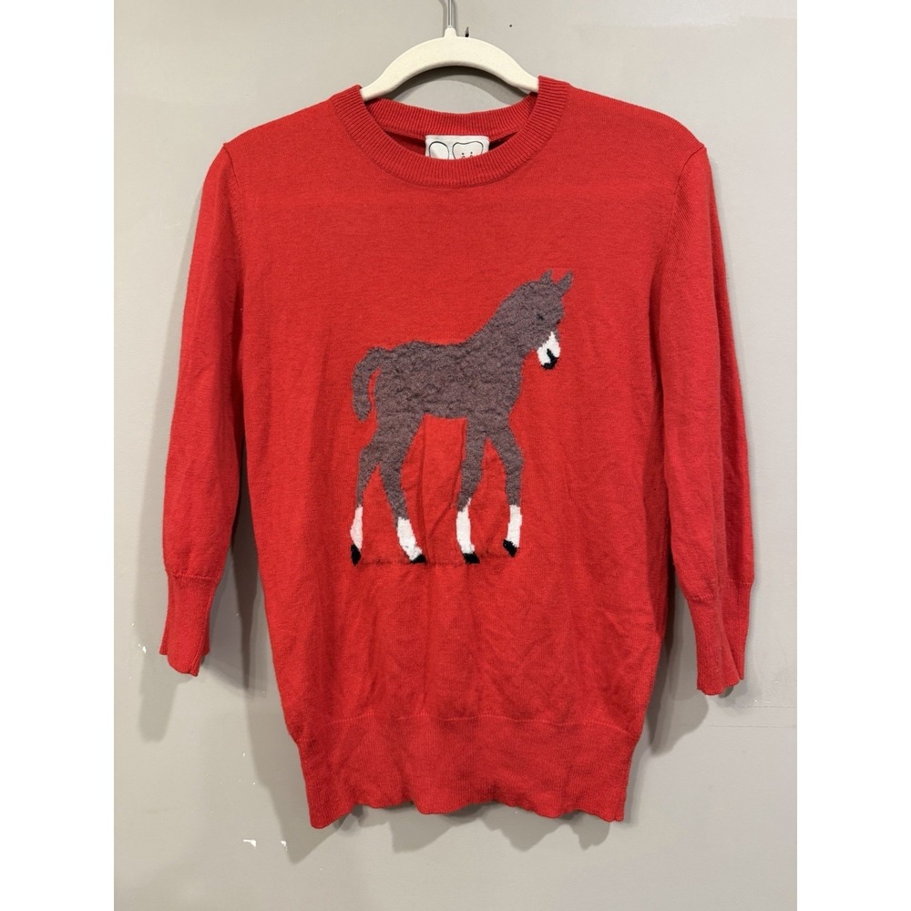 Peter Jensen Red Burro Donkey 3/4 Sleeve Sweater Pretty Little Liars Size Med